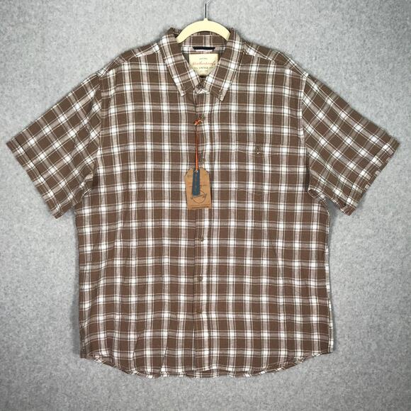 Weatherproof Vintage Shirt Men XXL Brown Button Plaid Casual Classic 100% Cotton - Picture 1 of 12